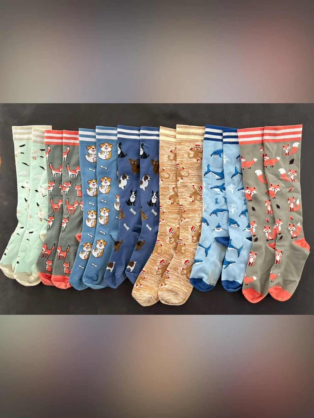 Bundle of tall compression socks (7) and ankle socks (10)